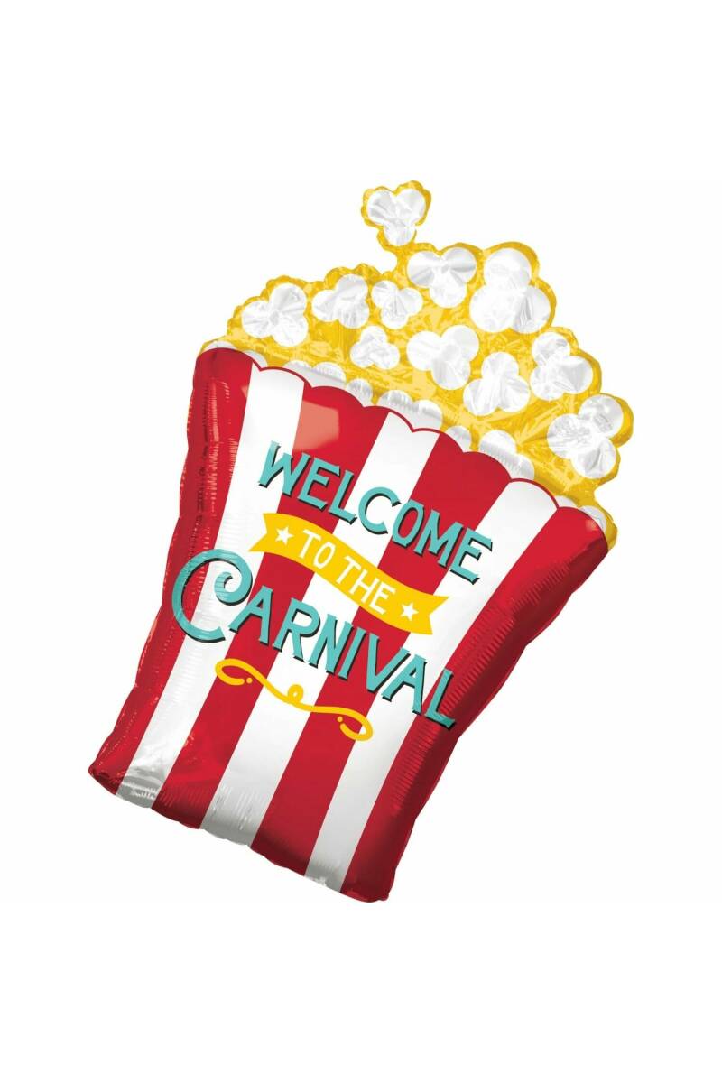 Popcorn Carnival SuperShape Foil Balloon - 20'' x 29'' (50cm x 73cm)