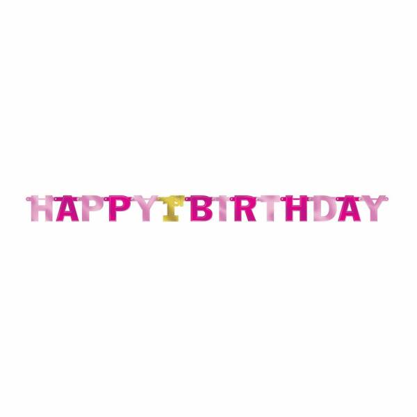 Letter Banner 1st Birthday Pink - 227.3cm x 15.8cm