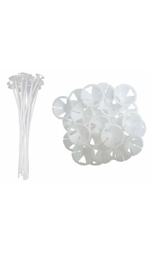 White Balloon Cup & Stick 38cm (1pc)