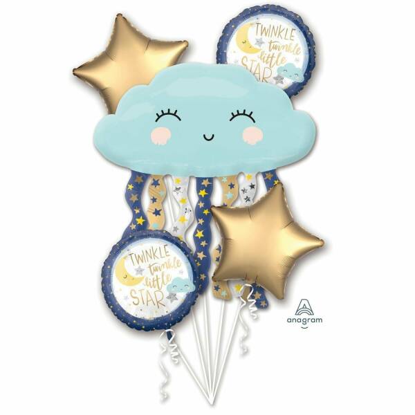 Twinkle Little Star Foil Balloon Bouquet - 5pk