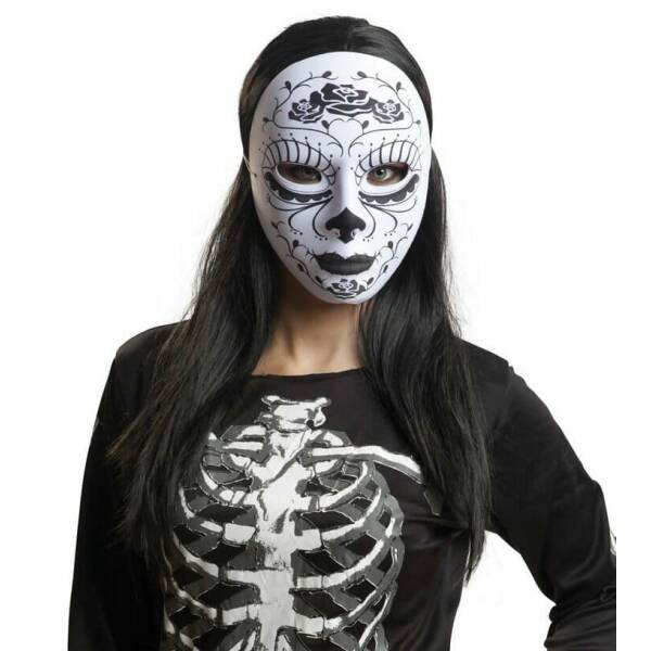 Day of the Death Black Skeleton Mask - Adult One Size