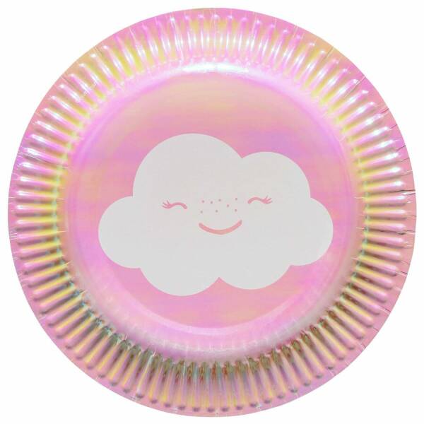 Rainbow & Cloud Paper Party Plates 18cm - 8pk