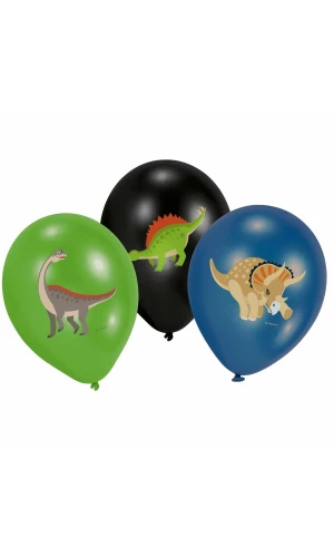 Happy Dinosaur 11" (27.5cm) Latex Balloons - 6pk