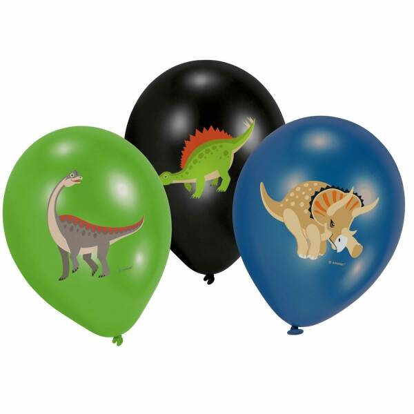 Happy Dinosaur 11" (27.5cm) Latex Balloons - 6pk