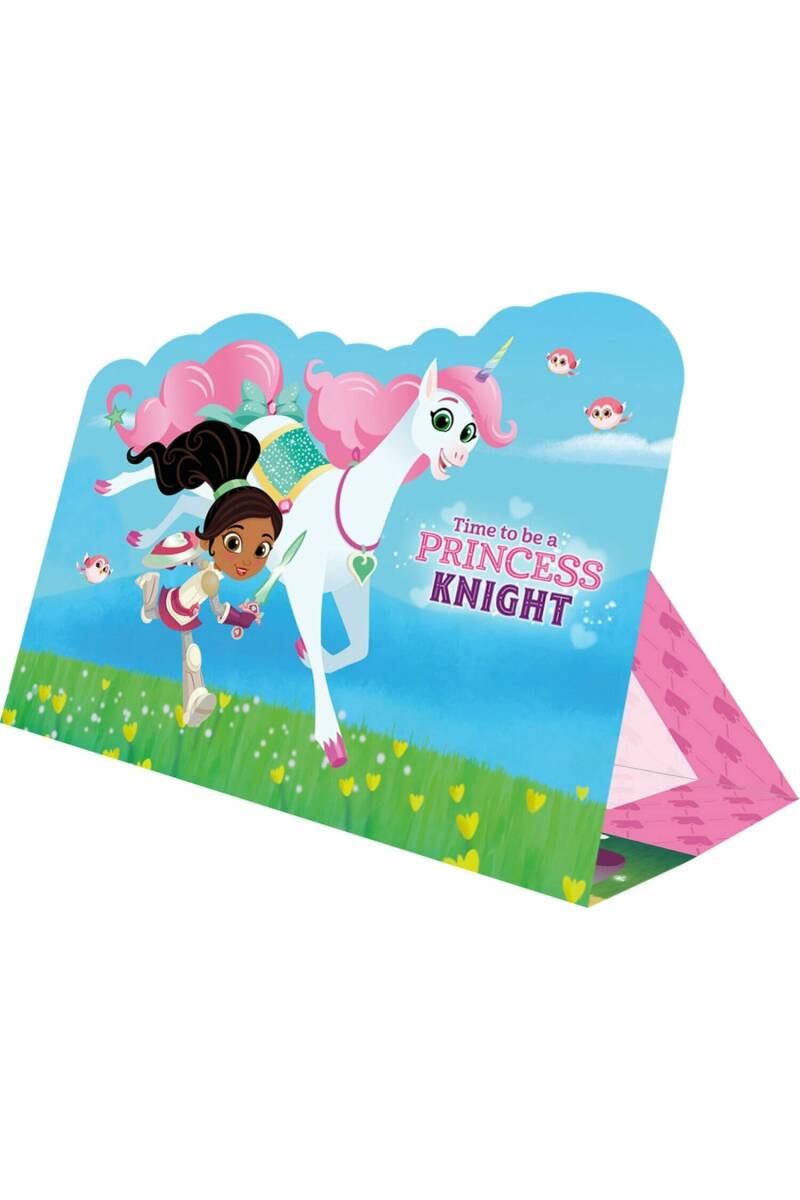 Nella The Princess Knight Die cut Invitations & Envelopes 15cm x 11cm - 8pk