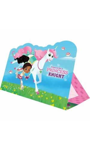 Nella The Princess Knight Die cut Invitations & Envelopes 15cm x 11cm - 8pk