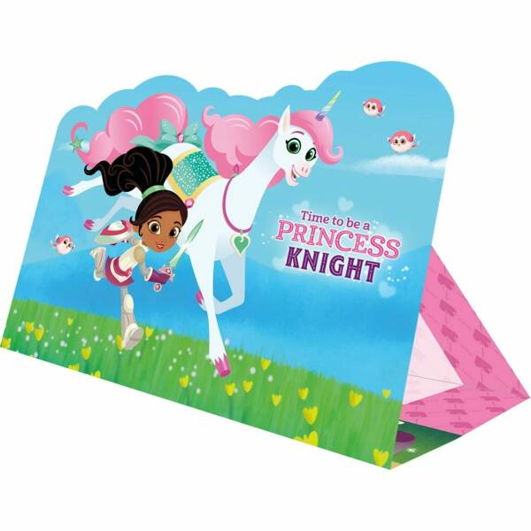 Nella The Princess Knight Die cut Invitations & Envelopes 15cm x 11cm - 8pk