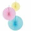 Fan Decorations Pastel Rainbow Paper 18cm / 30cm / 38cm - 3pk