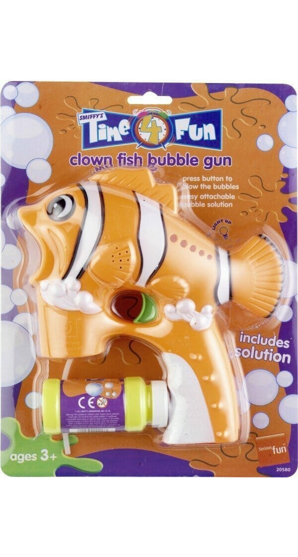 Clown Fish Bubble Gun Includes Solution