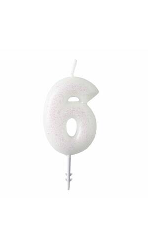 Numeral Candle 6 Glitter Height 6.5 cm