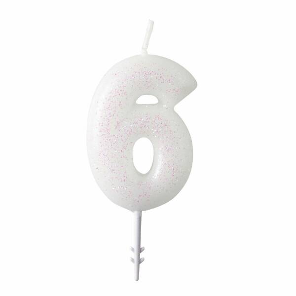 Numeral Candle 6 Glitter Height 6.5 cm