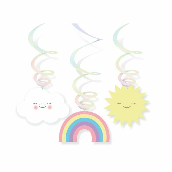 Rainbow & Cloud Swirl Party Decorations - 6pk
