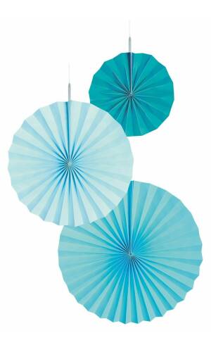 Fan Decorations Aqua Glamor Paper 18 cm / 30 cm / 38 cm - 3pk