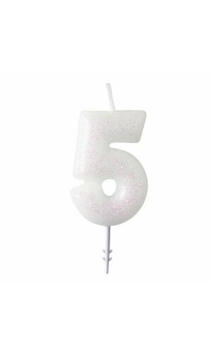 Numeral Candle 5 Glitter Height 6.5 cm