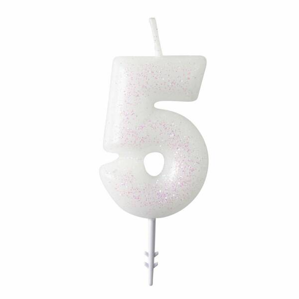 Numeral Candle 5 Glitter Height 6.5 cm