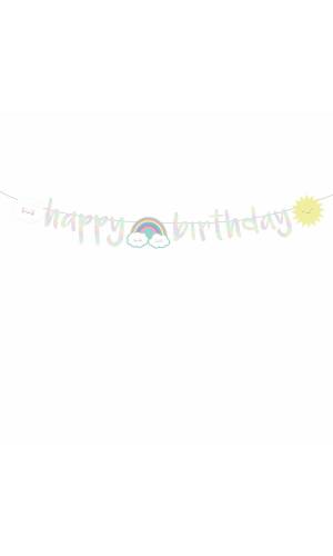 Rainbow & Cloud Happy Birthday Letter Banner 180cm - 1pk
