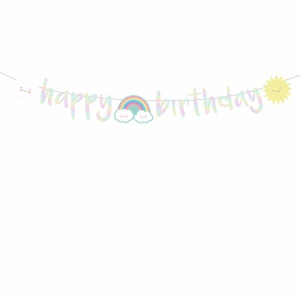 Rainbow & Cloud Happy Birthday Letter Banner 180cm - 1pk
