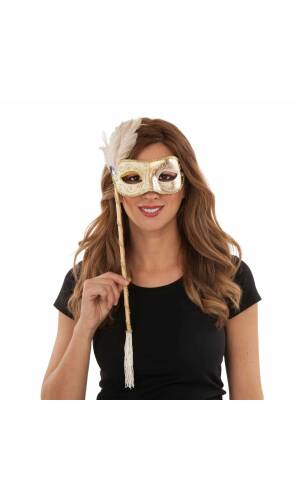 Handheld Gold Venetian Mask