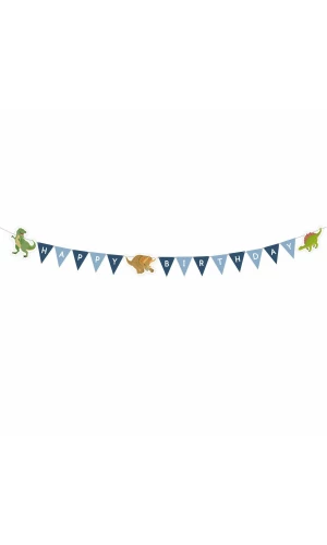 Happy Dinosaur Happy Birthday Bunting Flag Banner - 1.80m