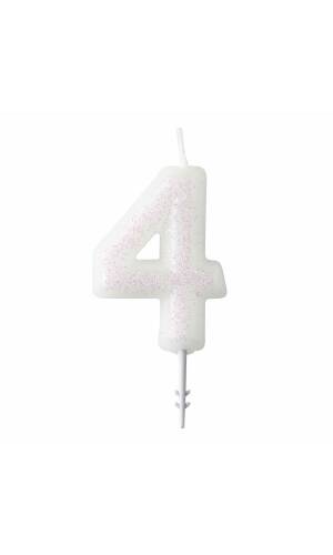 Numeral Candle 4 Glitter Height 6.5 cm