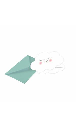 Rainbow & Cloud Party Invitations &  Envelopes - 8pk