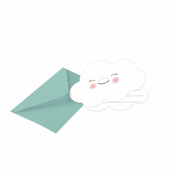 Rainbow & Cloud Party Invitations &  Envelopes - 8pk