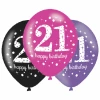 Happy 21th Birthday pin Mix Sparkling Celebration 11" Latex Balloons - 6pk