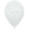 Satin Pearl White Printed Entwinted Hearts - 12" Latex Balloon