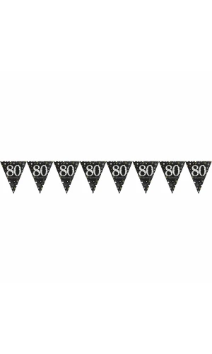 80th Gold Sparkling Celebration Plastic Flag Banner - 4m