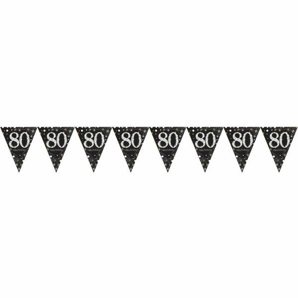 80th Gold Sparkling Celebration Plastic Flag Banner - 4m