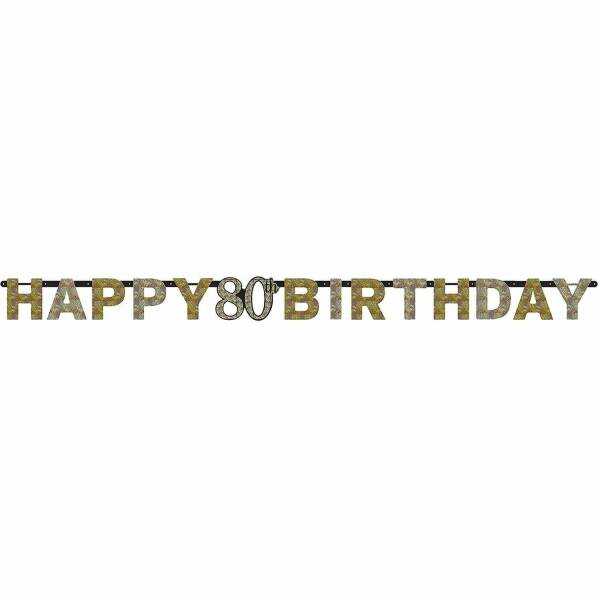 80th Gold Sparkling Celebration Paper Letter Banner - 2.13m