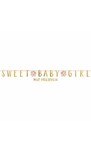 Floral Sweet Baby Girl Banner 347 x 25.4cm / 182 x 12cm - 2pk