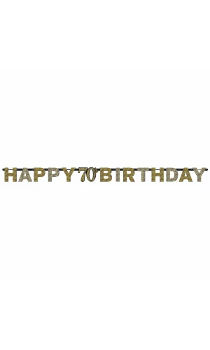 70th Gold Sparkling Celebration Paper Letter Banner - 2.13m