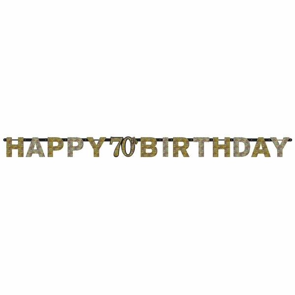 70th Gold Sparkling Celebration Paper Letter Banner - 2.13m