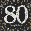 80th Gold Sparkling Celebration Napkins 33cm x 33cm - 16pk