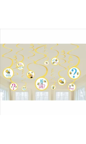 What Will It Bee? Hanging Swirl Decorations - 12pk