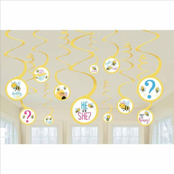 What Will It Bee? Hanging Swirl Decorations - 12pk