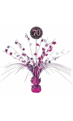 70th Birthday Pink Sparkling Celebration Centerpiece 46cm - 1pk