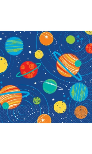 Blast Off Birthday Napkins 25cm x 25cm - 16pk