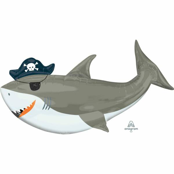 Ahoy Birthday Shark SuperShape Foil Balloon  - 41" x 23" (104cm x 58cm)