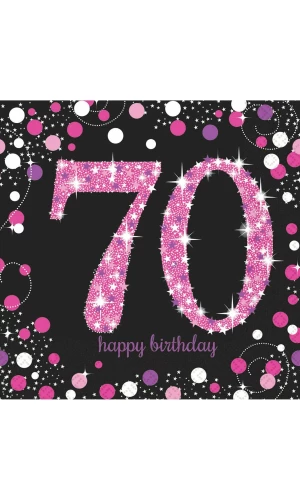 70th Pink Sparkling Celebration Napkins 33cm x 33cm - 16pk