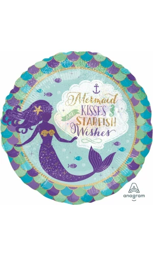 Mermaid Wishes Holographic Foil Balloom - 18" (45cm)