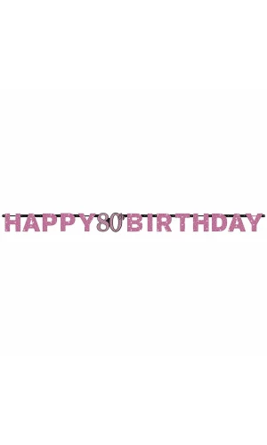 80th Pink Sparkling Celebration Paper Letter Banner - 2.13m