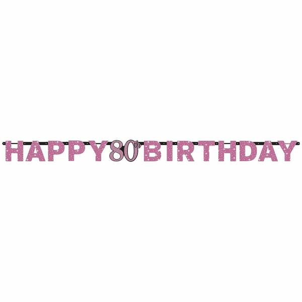 80th Pink Sparkling Celebration Paper Letter Banner - 2.13m