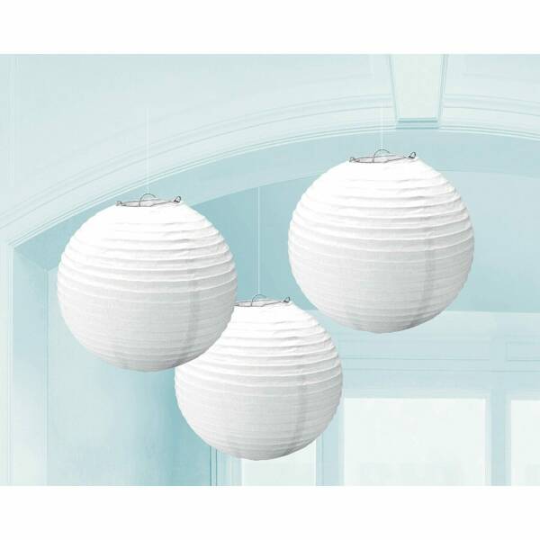 White Paper Lantern Decorations 24.1cm - 3pk