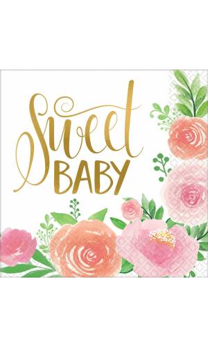 Floral Baby Napkins 33cm x 33cm - 16pk