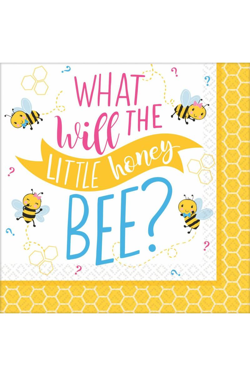 What Will It Bee? Beverage Napkins 25cm x 25cm - 16pk