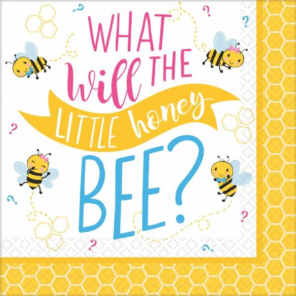 What Will It Bee? Beverage Napkins 25cm x 25cm - 16pk
