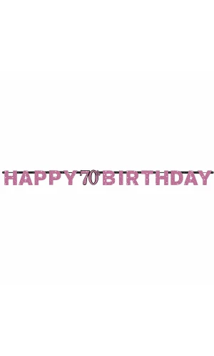 70th Pink Sparkling Celebration Paper Letter Banner - 2.13m