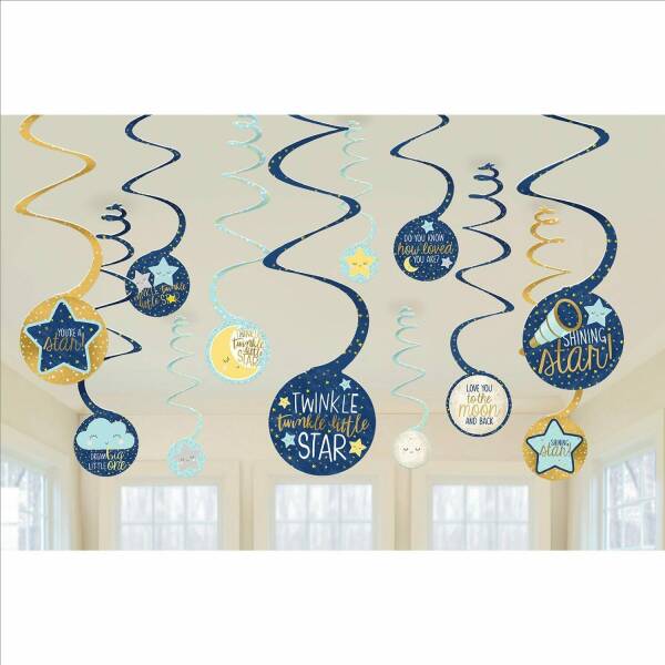 Twinkle Little Star Swirl Decorations - 12pk